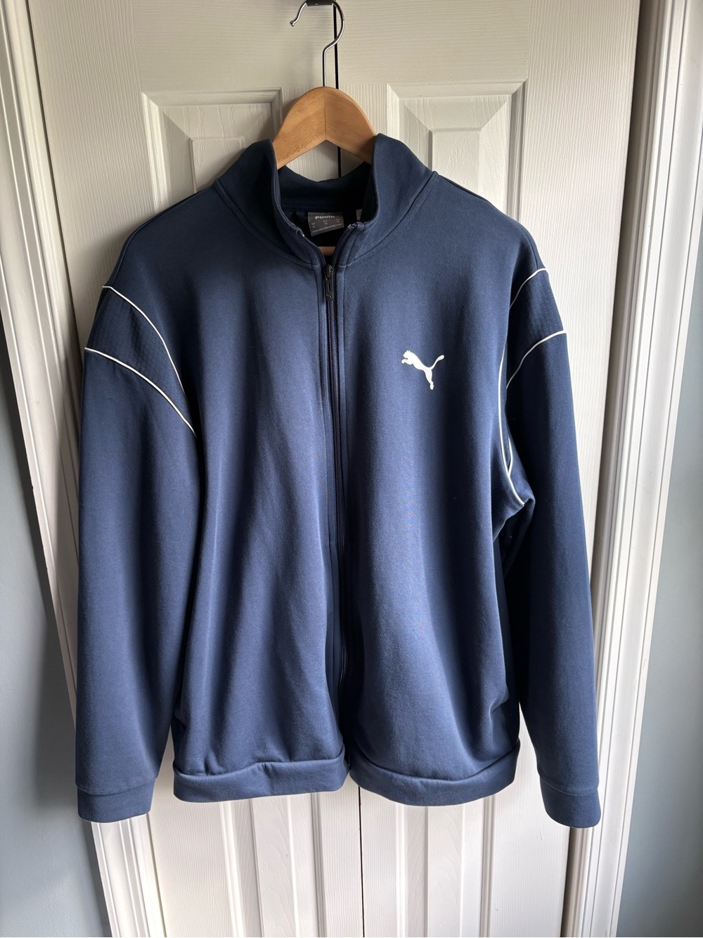 PUMA  Mens Navy Blue Full Zip Mock Neck Track Sweatshirt Size XL